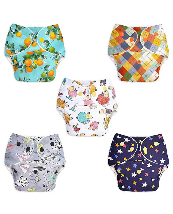 Basic Diaper Shells Pack of 5-Assorted (with Stitch defect) No Print Choice