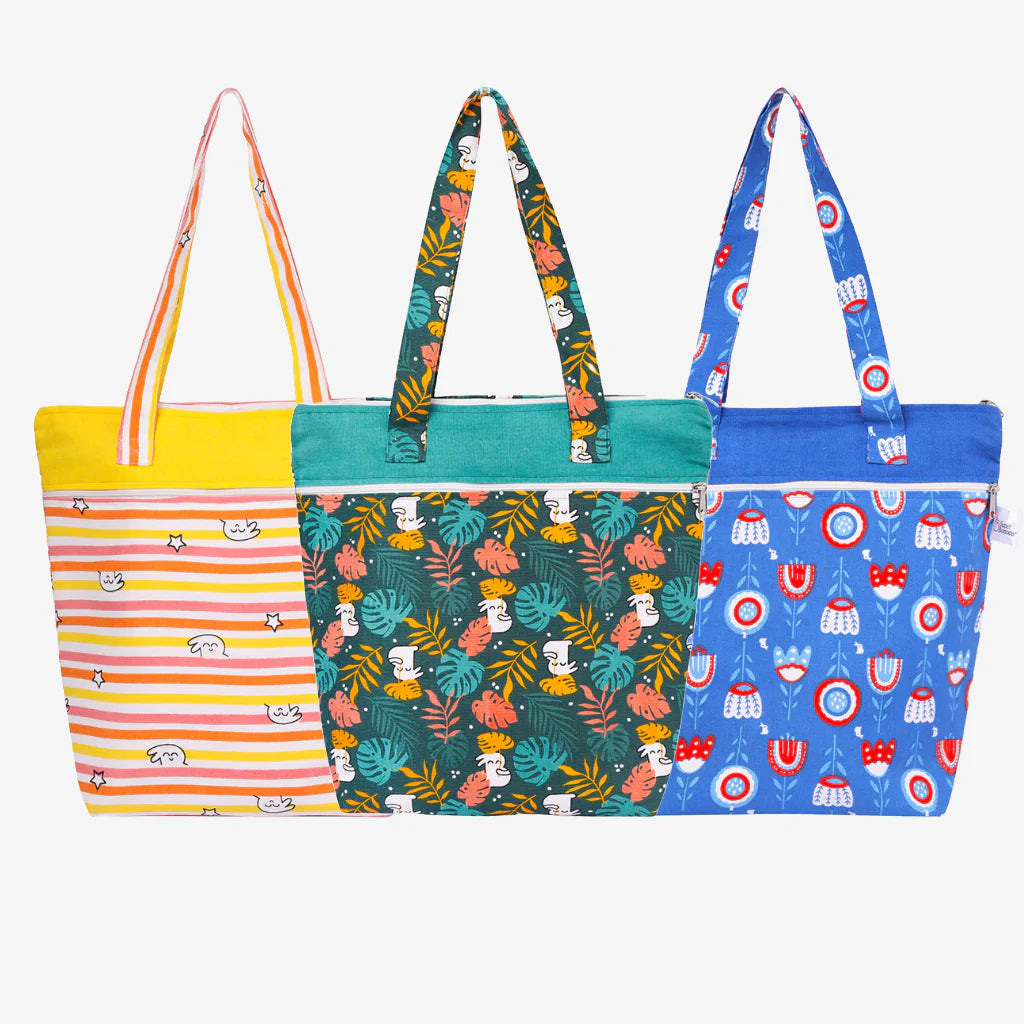 Multipurpose Canvas Tote-Pack of 3 Assorted (with Stitch defect) No Print Choice