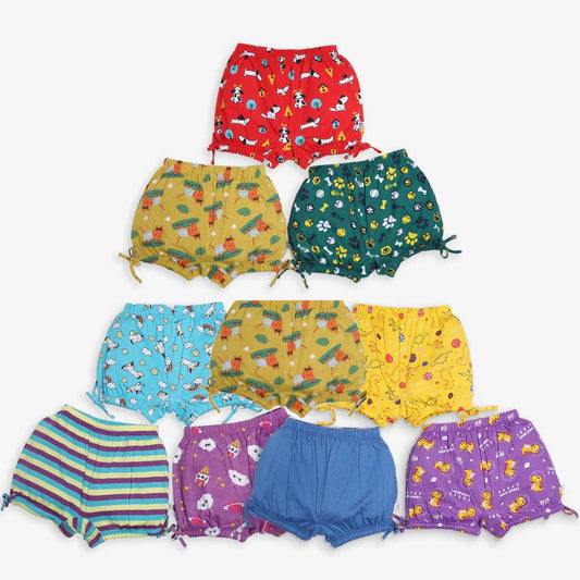 Young Girl Bloomers-Assorted Pack of 10 (with fabric pulling/gathering in the front) No Print Choice