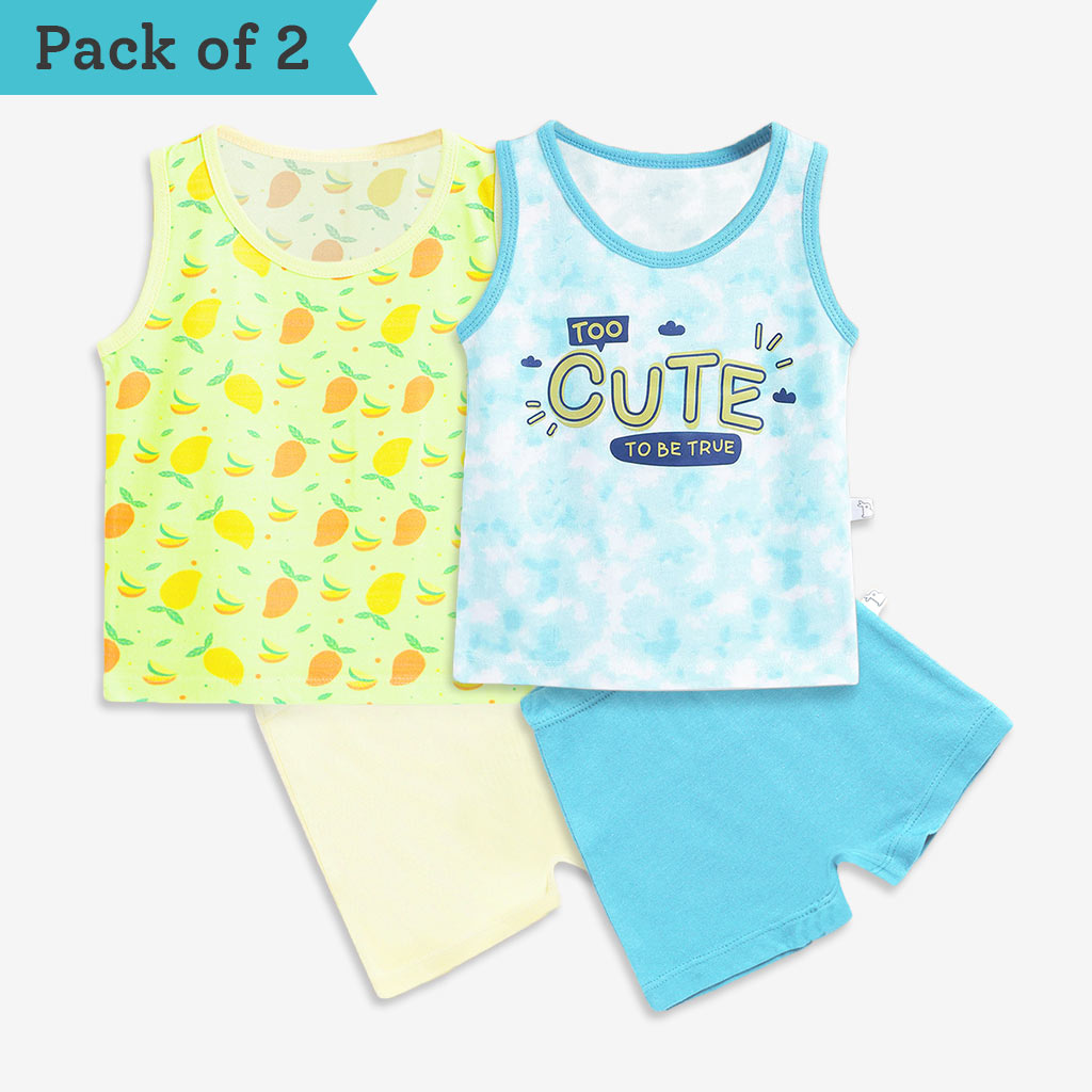 Top & Shorts Set - 2 pack - Mango Summers - Tie-Dye Blues