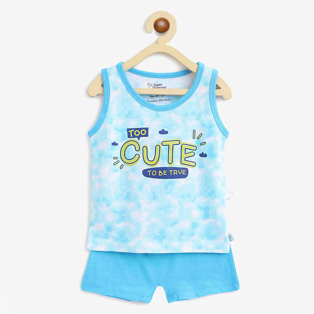 Top & Shorts Set - Tie-Dye Blues