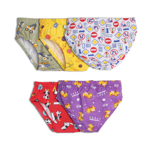 Young Boy Briefs-Pack of 5 Assorted(with Stitch Defects) - No Print Choice