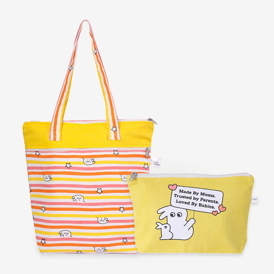 Multipurpose Canvas Tote + All In One Pouch - Yellow